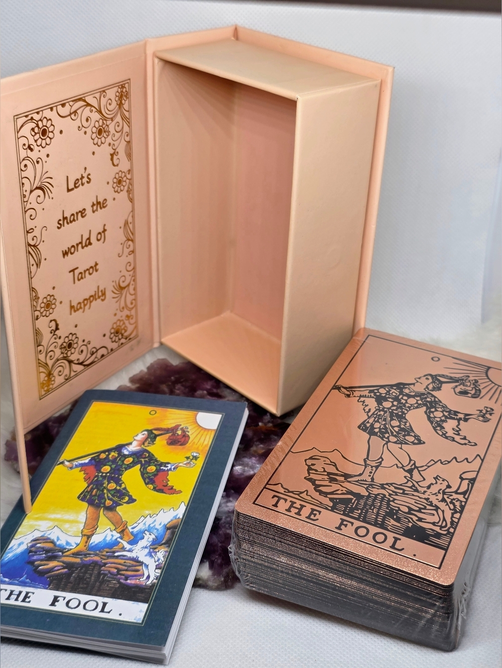 ✨ Tarot Card Deck w/ Book Box • Rose Gold Foil • Full Set • Gift Ready